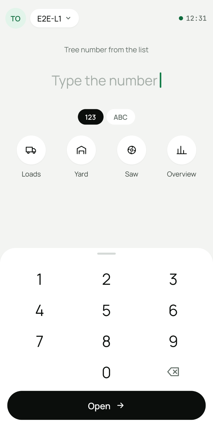 The device app: finding a tree by its number on the number pad.